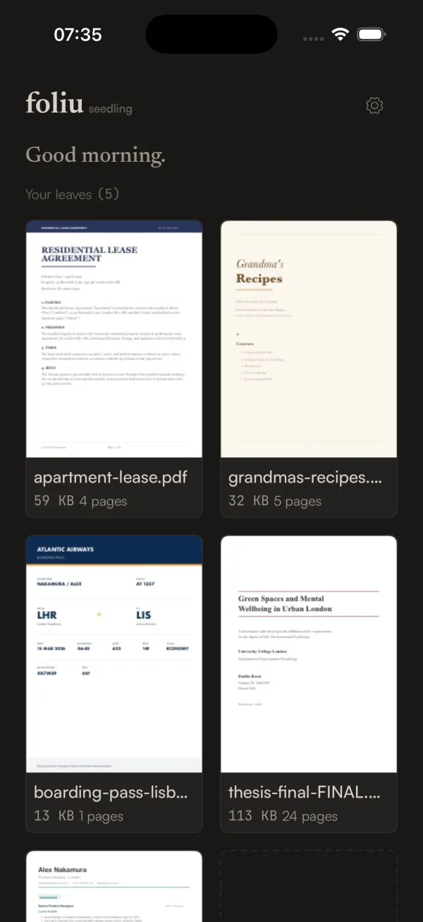 foliu's home screen, all 9 tools, no locks, no premium badges