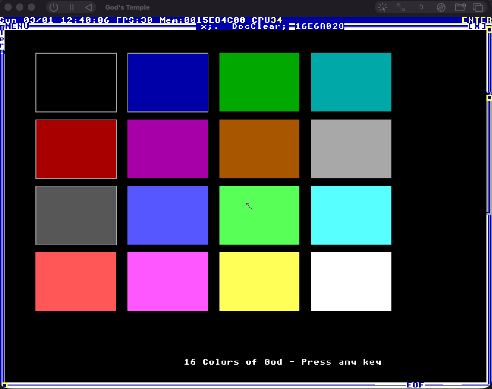 All 16 TempleOS colors