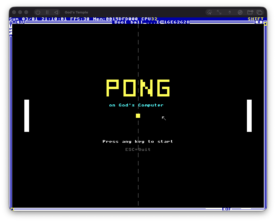 PONG title screen